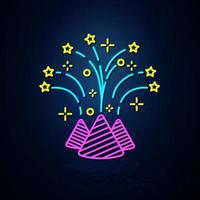 Neon kite icon looks clear. Festive flying icon with neon stripes. Festival and event icon. Neon icon. vector