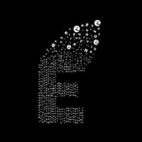 Letter E animated pixel letter. Integrative pixel movement. vector