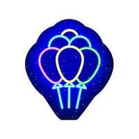 Neon color balloon icon line. Midnight blue. Neon flying balloons design. Realistic neon template icons. There is mask area on White Background. vector