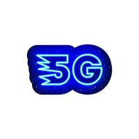 Neon 5G cellular internet icon. Midnight blue. Neon phone communication network speed 5g design. Realistic neon template icons. There is mask area on White Background. vector