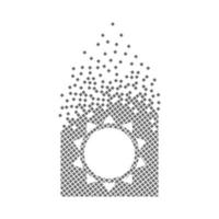 icono de puntos de píxeles rápidos de signo solar. el píxel de peligro ambiental es plano y sólido. arte de punto móvil disuelto y disperso. movimiento de píxeles integrador e integrador. conectando los puntos modernos. vector