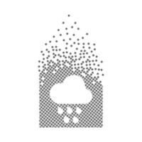 Rain sign fast pixel dots icon. The environmental hazard pixel is flat-solid. Dissolved and dispersed moving dot art. Integrative and integrative pixel movement. Connecting the modern dots. vector