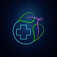 Neon health and leaf icon looks clear. Neon line icon. Health care or vegan icon. Neon icon. vector