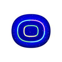 Colorful glowing neon number 0 in space. Realistic technological neon numbers. The 0 night show among the stars. Vector colorful striped number type. It has mask area on White Background.