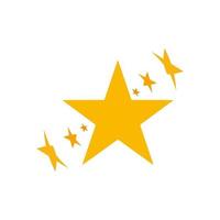 Rotating star icon in round. Balanced star drawing. Vector illustration. Superiority. Gold stars. Award icon on white background.