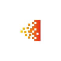 Colorful letter I fast pixel dot logo. Creative scattered technology icon. vector