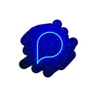 Neon LED blue speech bubble icon type. midnight blue. Realistic neon icon. Neon conversation area and messaging icon night show. Isolated On White Background. vector