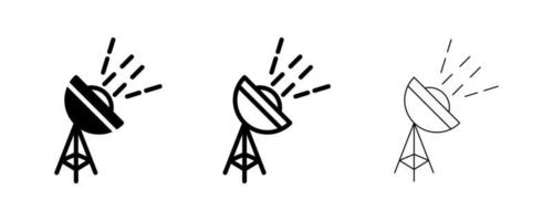 vector de icono de antena parabólica. símbolo de comunicación con el satélite en el espacio.