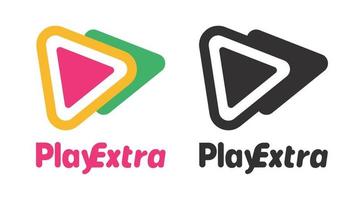 Play extra logo design.  Play web icon modern. vector