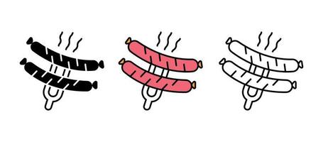 Tongs Sausage icon set. Barbecue grill. To collect. These icons contain hot food icons. It is a set of colours, silhouettes and fine drawings. vector