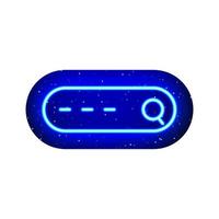 Neon blue web tab area icon. Midnight blue. Search tab design with neon text area. Realistic neon icon. There is mask area on White Background. vector