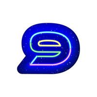 Colorful glowing neon number 9 in space. Realistic technological neon numbers. The 9 night show among the stars. Vector colorful striped number type. It has mask area on White Background.