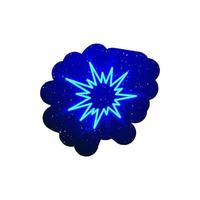 Big bang icon type with LED blue glow. Realistic neon explosion. Neon zig zag night show. Isolated On White Background. vector