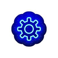 Neon blue type of machine wheel icon. Midnight blue. Neon with machine gear-setting icon. Realistic neon icon. It has mask area on White Background. vector