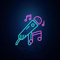 Neon microphone and note icon looks clear. Neon line icon. Entertainment and karaoke music icon. neon icon. vector