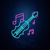Neon violin and note icon looks clear. Neon line icon. Entertainment and karaoke music icon. neon icon. vector