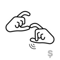 Letter S latin and handicapped hand alphabet letter. Simple clear linear letter S, hand language. Learning the alphabet, non-verbal deaf-mute communication, expressive gestures vector. vector