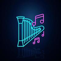 Neon law instrument and note icon are clear. Neon line icon. Entertainment and karaoke music icon. neon icon. vector