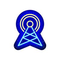 Neon cellular internet icon. Midnight blue. Neon phone communication network speed design. Realistic neon template icons. There is mask area on White Background. vector