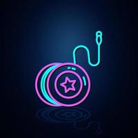 Light neon yoyo toy icon looks clear. Neon yoyo line icon. Fun and play light icon. Children's toy. symbol. Neon line. vector