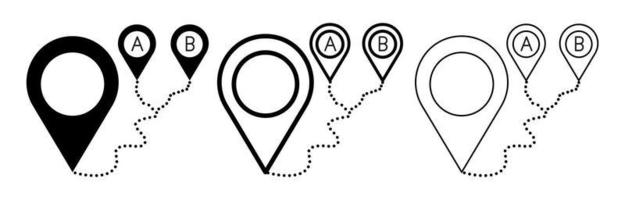 A and B road option location sign icon. vector