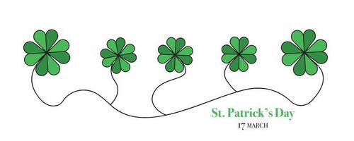 Happy St. Colorful icon design for St. Patricks day. Green shamrocks lined side by side. vector