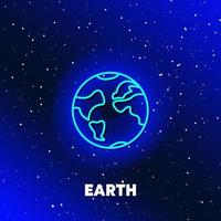 Earth planet neon icon design. Space and planets and universe concept. Web elements in neon style icons. Realistic icon for websites, web design, mobile app, info graphics. vector