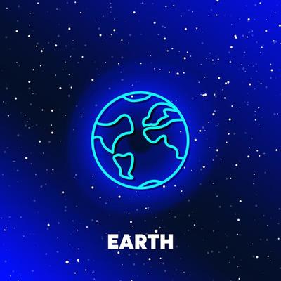 Earth planet neon icon design. Space and planets and universe concept. Web elements in neon style icons. Realistic icon for websites, web design, mobile app, info graphics.