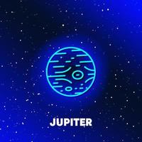 Jupiter planet neon icon design. Space and planets and universe concept. Web elements in neon style icons. Realistic icon for websites, web design, mobile app, info graphics. vector