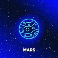 Mars planet neon icon design. Space and planets and universe concept. Web elements in neon style icons. Realistic icon for websites, web design, mobile app, info graphics. vector