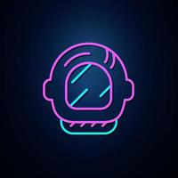 Neon astronaut helmet looks clear. Neon line icon. Space related neon icon. neon space icon.