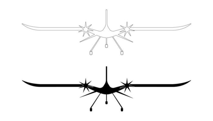 Monochrome unmanned aerial vehicle icon.