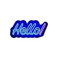 Neon color hello text line. Midnight blue. Natural design of hello lettering in neon sky. Realistic neon icon. There is mask area on White Background. vector