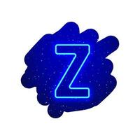 LED blue glow neon font. Realistic neon explosion. Letter Z Alphabet of night show among the stars. Vector illustration uppercase font. 3d Render Isolated On White Background.
