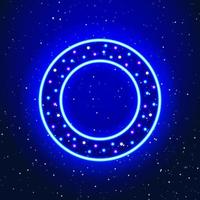 Star icon design in space neon round. Spotlight futuristic circle design. Galaxy gradient sign. Unique and realistic neon icon. Linear icon on blue background. vector