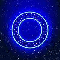 diseño de icono de estrella en el espacio redondo de neón. proyector de diseño de círculo futurista. signo de gradiente de galaxia. icono de neón único y realista. icono lineal sobre fondo azul. vector