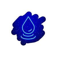 Neon LED blue water drop icon type. midnight blue. Realistic neon icon. Neon drop and falling, wave symbol icon night show. Isolated On White Background. vector