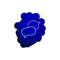 Neon LED blue and pink speech bubble icon type. Midnight blue realistic neon icon. Neon conversation area and messaging icon night show. Isolated On White Background. vector