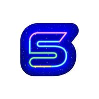 Colorful glowing neon number 5 in space. Realistic technological neon numbers. The 5 night show among the stars. Vector colorful striped number type. It has mask area on White Background.