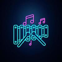 Neon xylophone and musical note icon look clear. Neon line icon. Entertainment and karaoke music icon. neon icon. vector