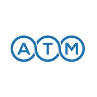 diseño de logotipo de carta atm sobre fondo blanco. concepto de logotipo de letra de iniciales creativas atm. diseño de carta de cajero automático. vector