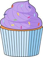 Cupcake with purple cream vector