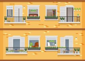 Apartment building with windows vector