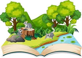 Nature scene with sugar gliders and trees vector