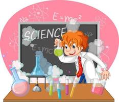 Funny scientist experiment in laboratory vector