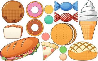 A various sweets on white background vector