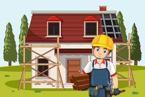 Cartoon scene of building construction site vector