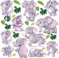 Cute animals cartoon set on white background vector