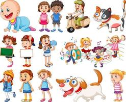 Happy children in different actions vector