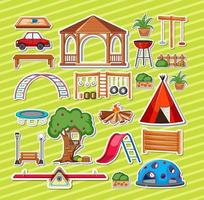 Sticker pack of playground objects vector